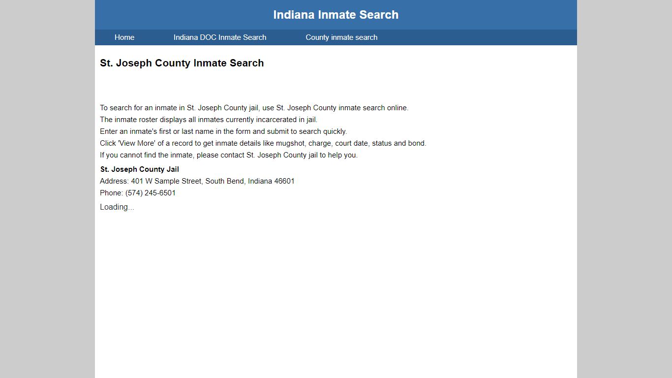 St. Joseph County Jail Inmate Search - Indiana Inmate Search