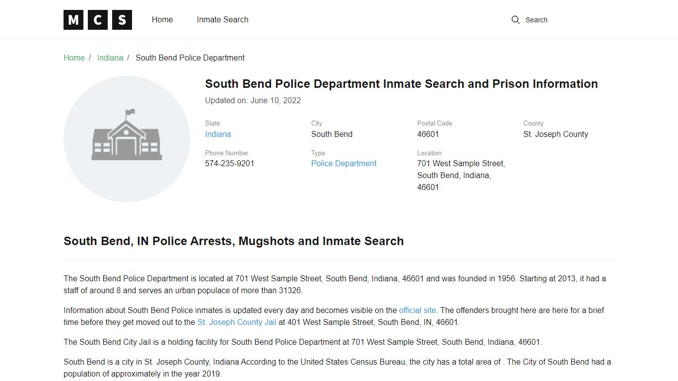 South Bend Police Department Inmate Search and Prison ...